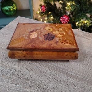 Vintage REUGE Wood Inlay Gold Italian Claire de Lune Debussy Jewelry Music Box